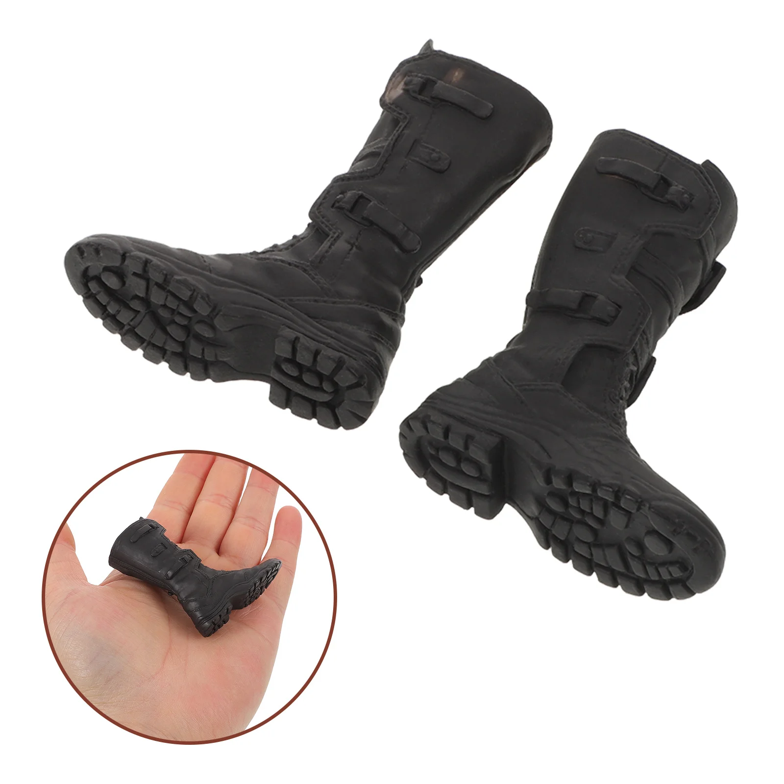 زوج واحد من الأحذية السوداء المصغرة لشخصيات الحركة بمقياس 1/6، أحذية جندي خفيفة الوزن ومتينة من البلاستيك #1