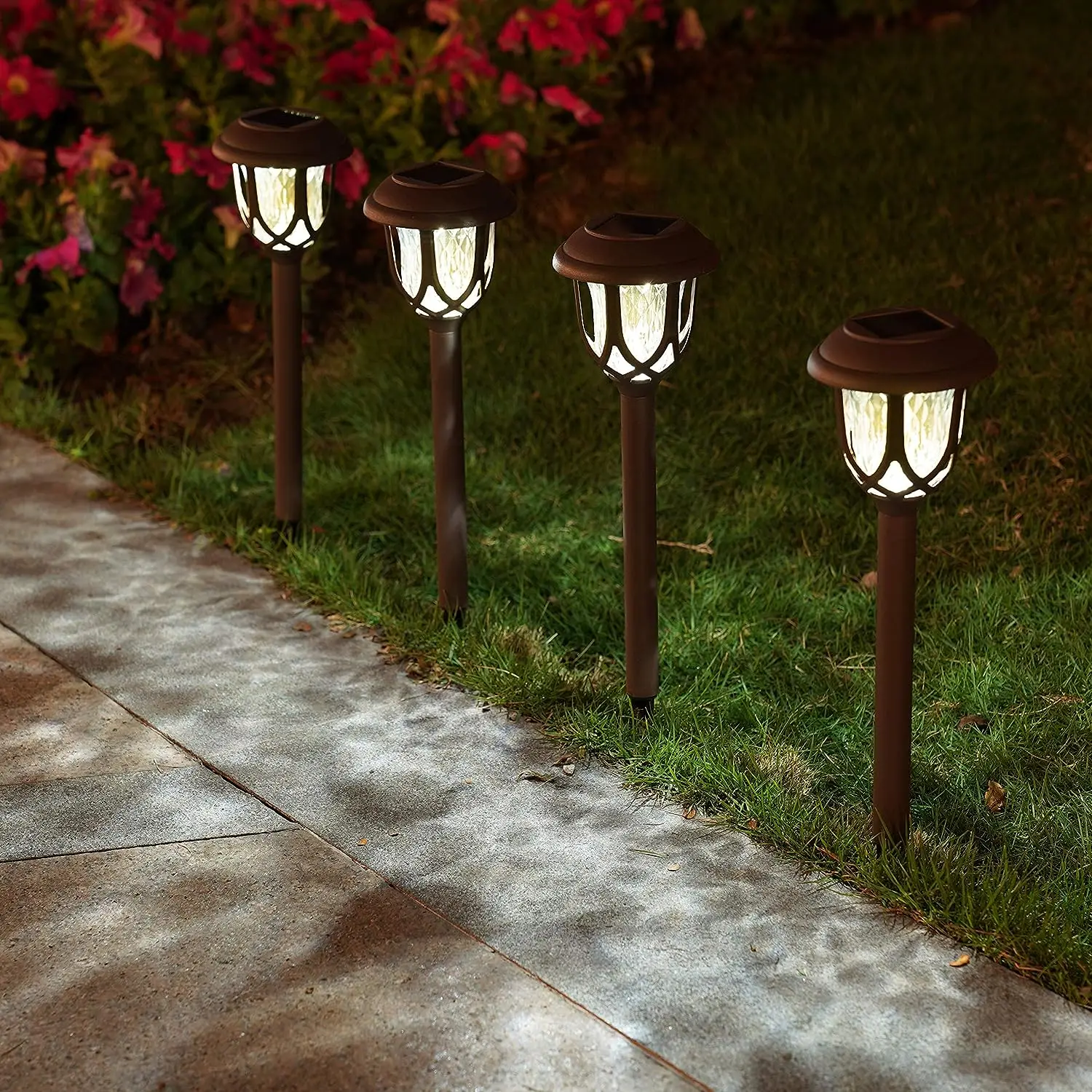 10pcs Solar LED Lawn Lights with Water Ripple Design, IP44 Waterproof for Garden, Yard, Poolside, and Outdoor Landscape Lighting