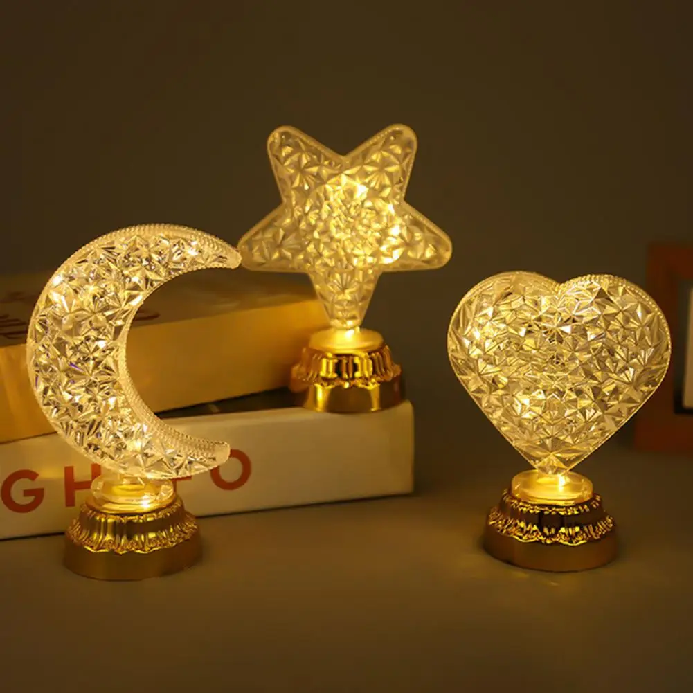 Portable Bedside Lamp Rechargeable Night Light with Stepless Dimmable Touch Lamp Usb Port Moon Star Heart for Bedroom for Room