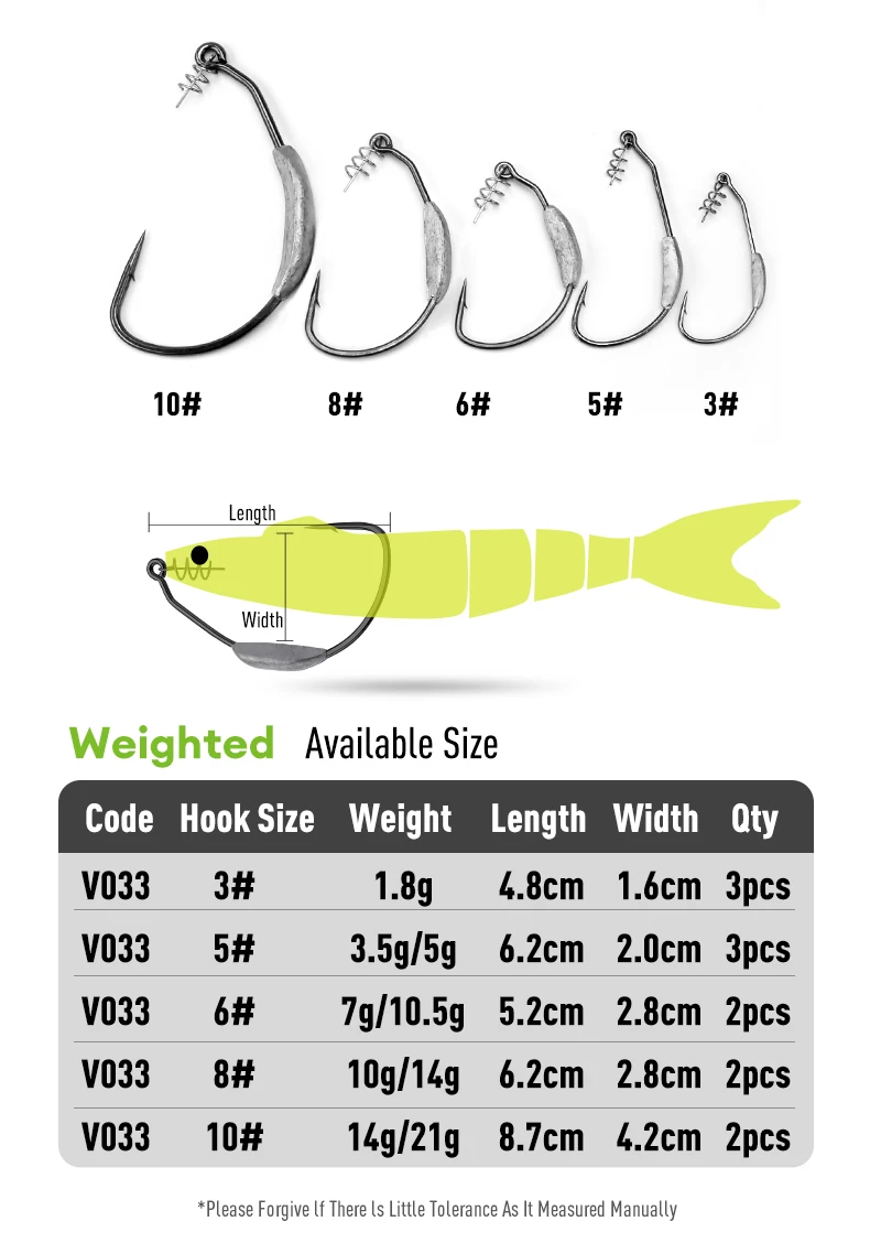 Kingdom Spring Fishing Hooks 3# 5# 6# 8# 10# Carbon Steel Lead Crank Hook with Spring Lock Soft Bait Fishing Gear Accessories