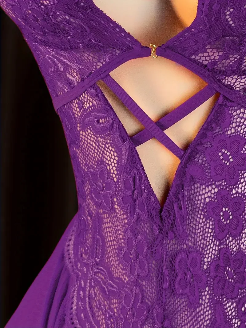 Lencería nocturna porno Rave transparente Babydoll Drees sin entrepierna mujeres calientes 18 mono Sensual culo abierto Lenceria para la cama