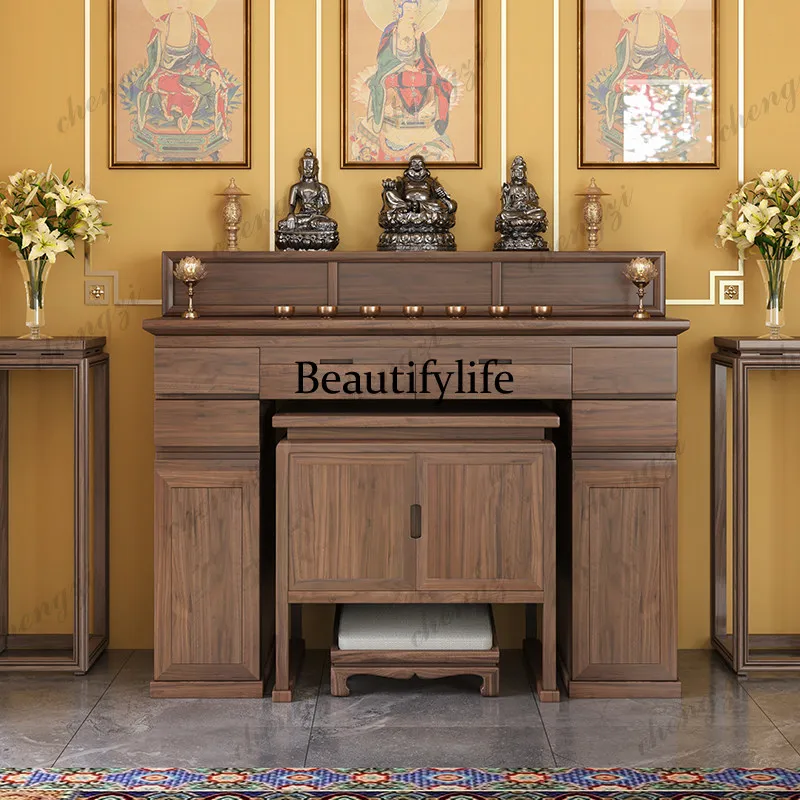 Ebony Buddhist Hall Offering Table Household New Chinese-style Guanyin God of Wealth Counter Hall Entrance Incense Table