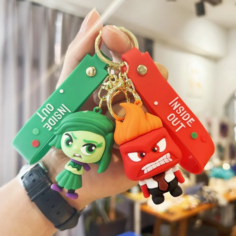 Disney Inside Out 2 Keychain Figure Joy Sadness Anger Disgust Fear Doll Anime Bag Keyring Toy Christmas Gifts Wholesale