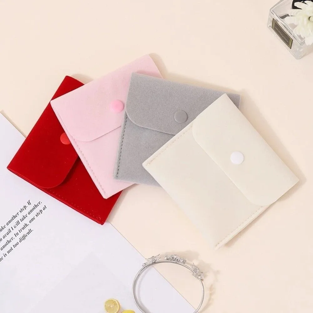 Microfiber Velvet Mini Jewelry Display Bag Small Foldable Necklace Ring Packing Bag Solid Color Container Earrings Organizer