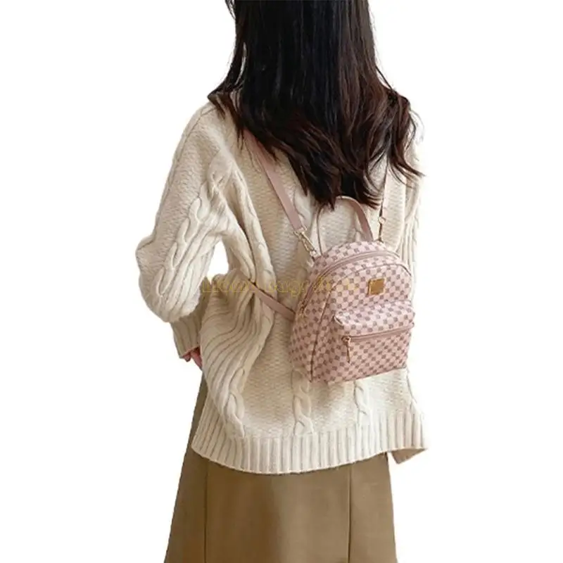 X90D Trendy Pu Leder Rucksack Schultasche Rucksack Daypack für den täglichen Gebrauch