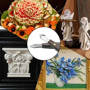 Alta faca de marcação de aço carbono com bainha protetora, duplo chanfro, faca impressionante, cabo de madeira, lâmina de escultura 10 principais vendas facas submarina - №4