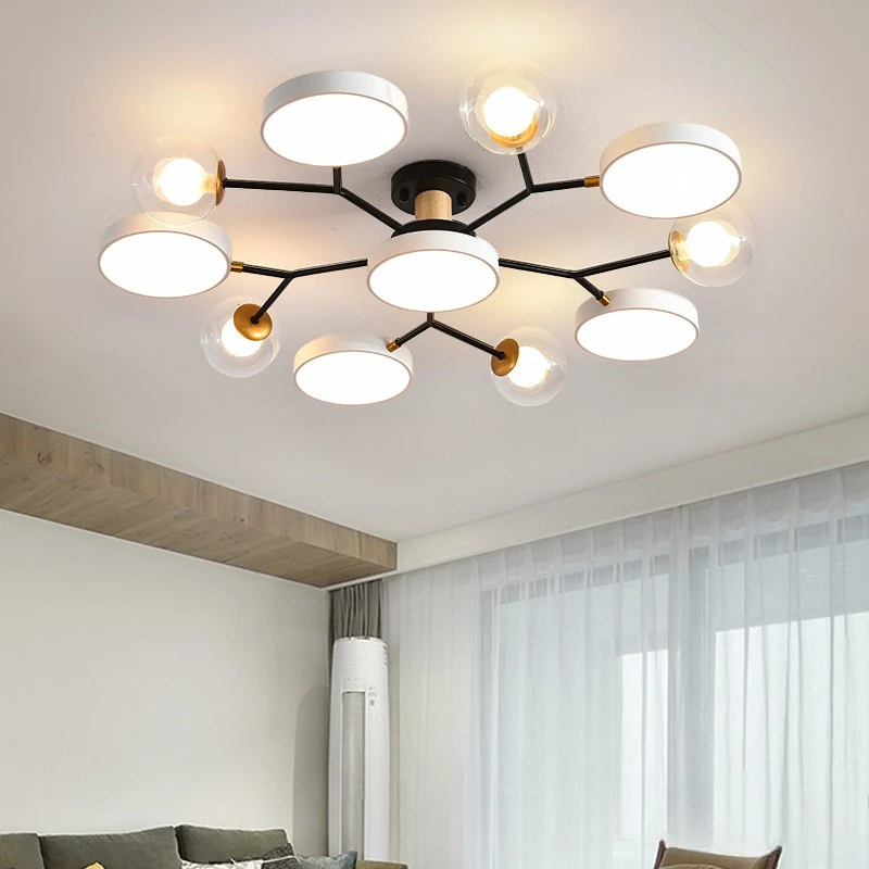 Modern Living Room Ceiling Lights Three Colors Led Bedroom Dining Study Lamp Hotel Hall Minimalist Creativity Macaron Chandelier