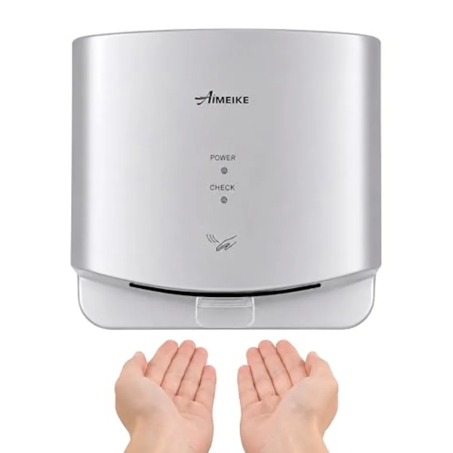 

Commercial bathroom hand dryer, stainless steel, silver, 110V 1300W high-speed wall-mounted with 710s drying time and 100m/s ai