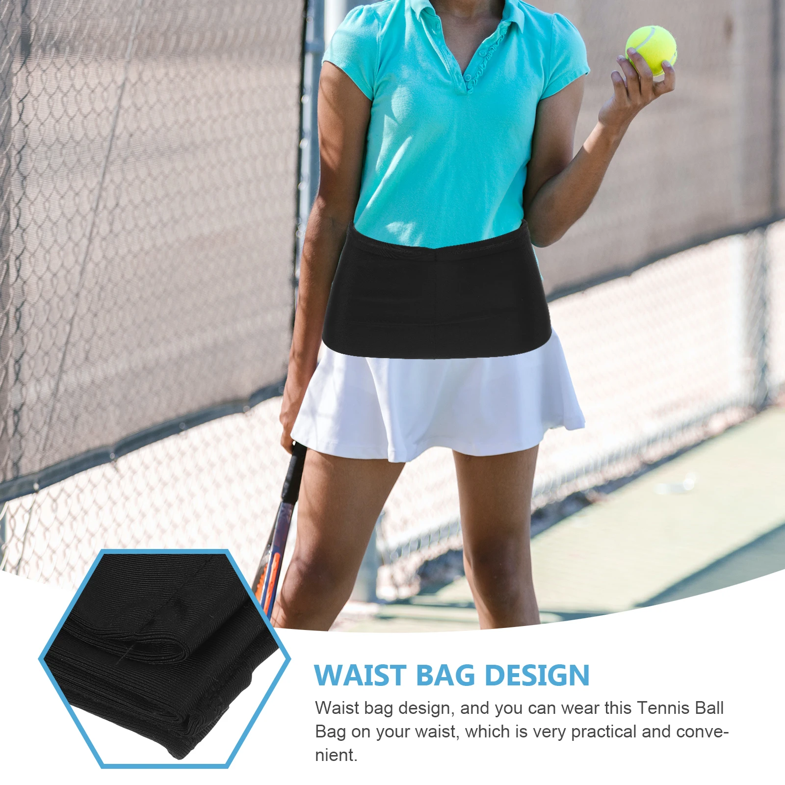 

Tennis Ball Storage Bag With Bracket Reusable Elastic Waist Pouch Durable Organizer For Golf Baseball Sports Equipment Portable