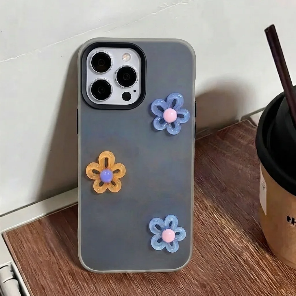 Black 2 In 1 With 3D Diy Colorful Flower Lanyard Case For iPhone 17 16 15 14 13 Pro Max 17 16 Pro 16 15 14 Plus SIlicone Cover view 2