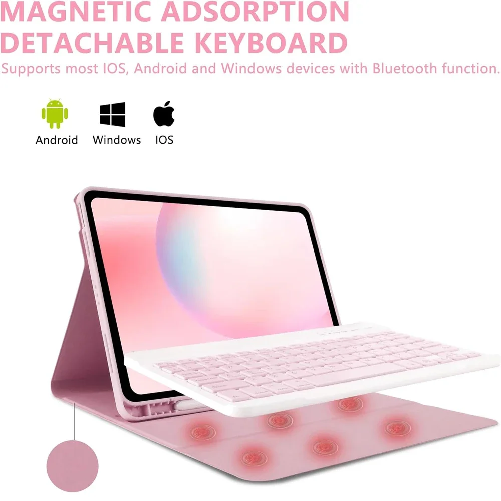 حافظة تابلت لجهاز iPad Air مقاس 11 بوصة (M2/M3)، حافظة لوحة مفاتيح قابلة للفصل لجهاز iPad Air 5th/4th 10.9 بوصة مع حامل قلم رصاص