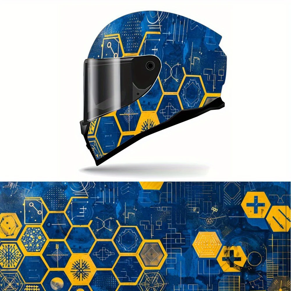 

Vivid Geometric Design Art Helmet Vinyl Wrap, Waterproof Decals for Motorcycle Bike Helmets, Universal Fit，Personalized Motorcyc