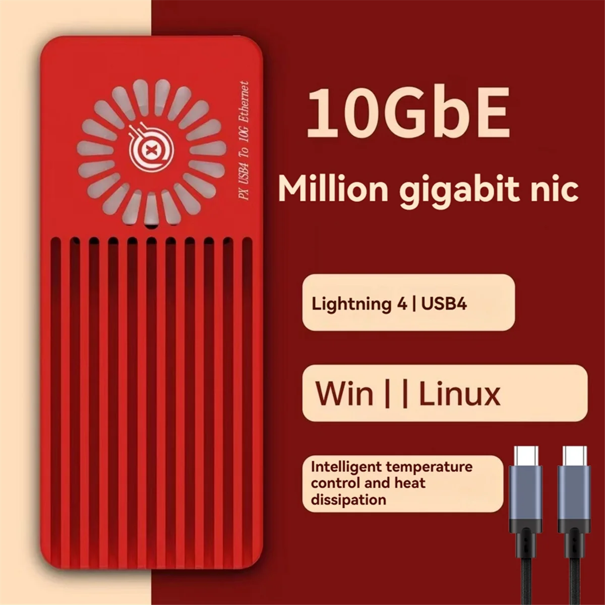 N18R لبطاقة شبكة 10G USB4 إلى 10G إيثرنت لـ 3/4 USB4 10Gbps لـ Win10/11 Linux