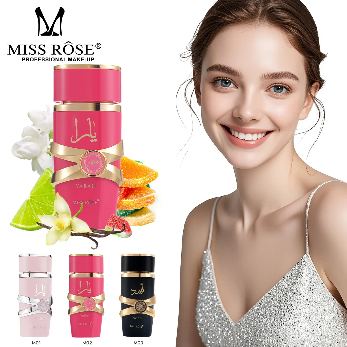

MISS ROSE Unisex Floral Fruity Perfume Elegant Fragrance Portable Exquisite Gift Box Daily Body Scent Cosmetic Gift Men Women