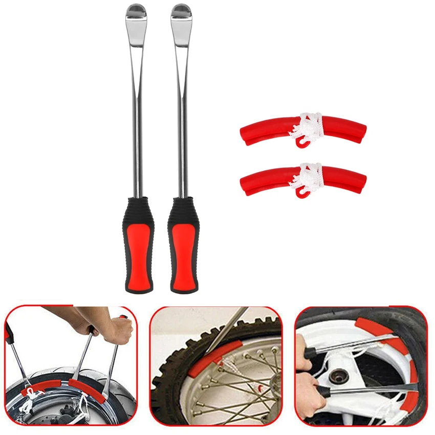 Professional Tire Repair Tool Kit W/ Spoon Changing Levers Rim Protector Universal For Motorcycle Bike Motorbike Accessories