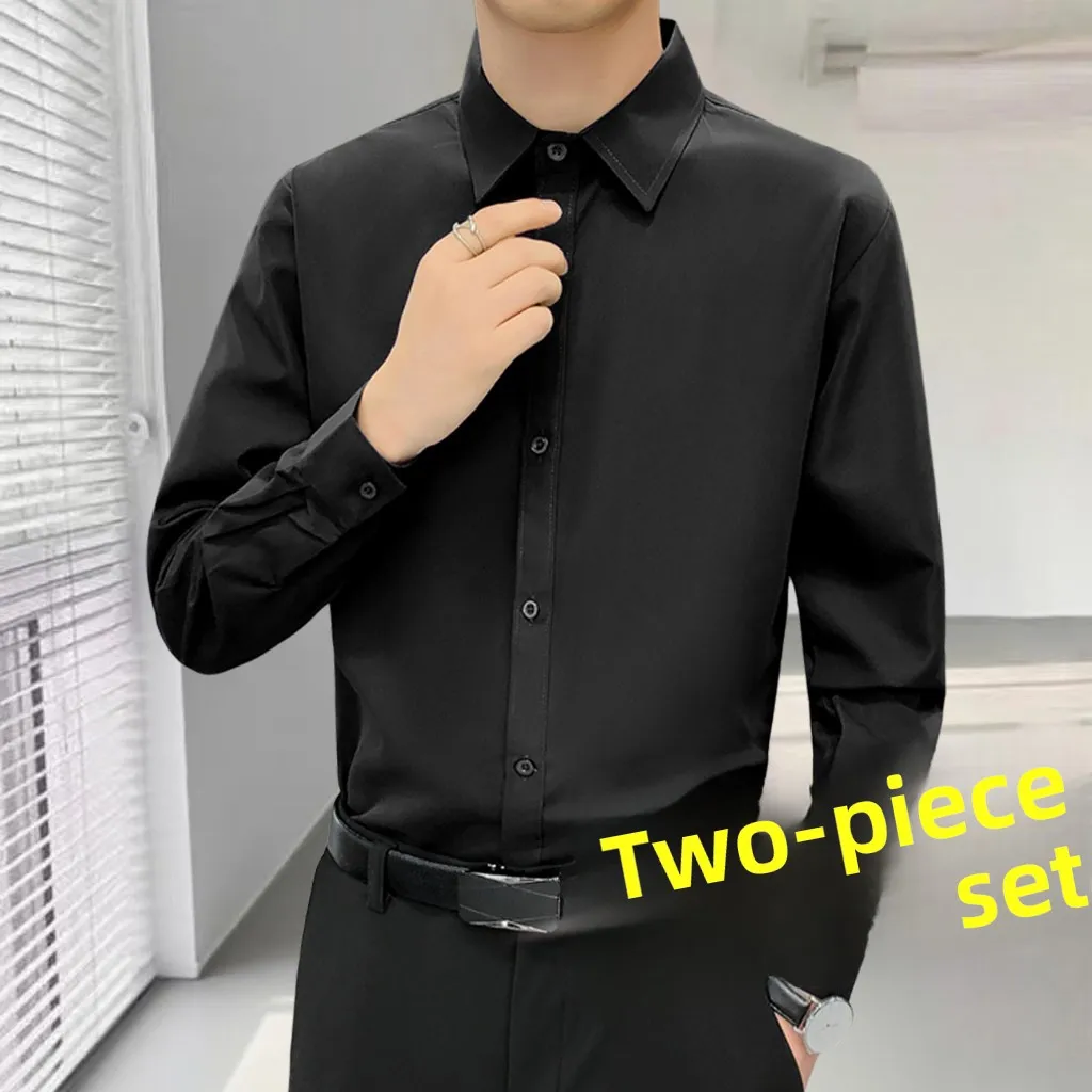 

Summer Men's Long Sleeve Casual Shirt Anti-Wrinkle No-Iron Business Inner Wear Short Sleeve Suit Top Polyester Fiber Citywalk
