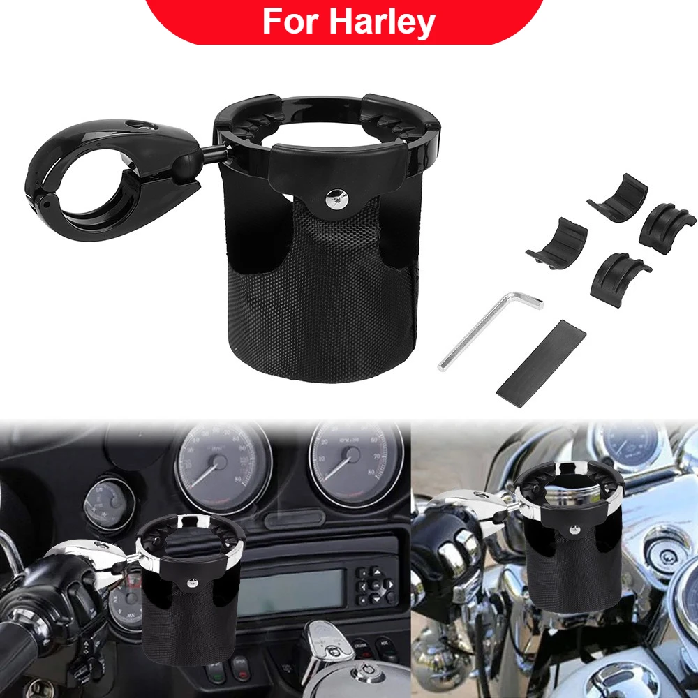 

Universal Motorcycle Drink Cup Holder, Handlebar Mount Water Bottle Holder for Harley Sportster XL Dyna Touring Softail