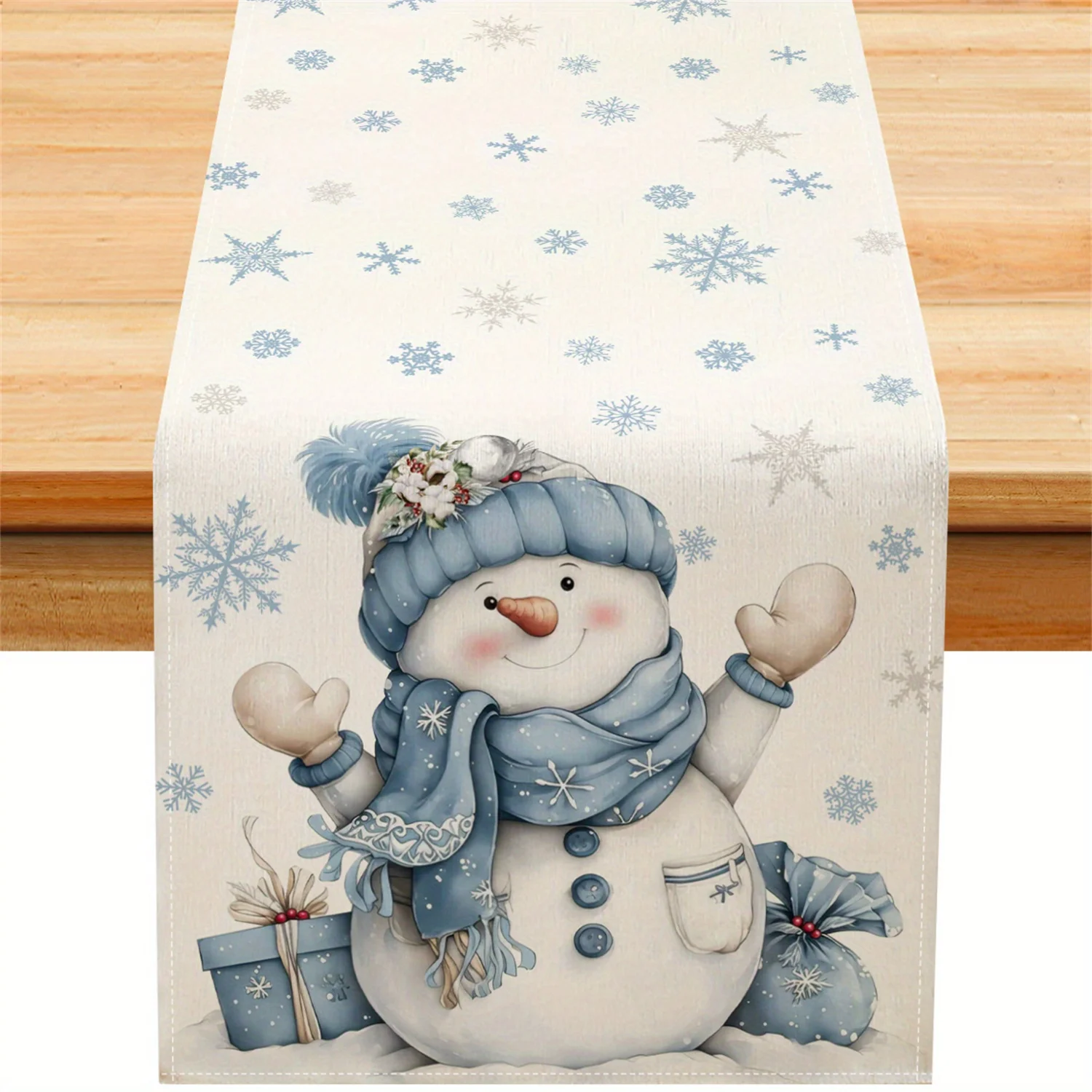 Christmas Snowman Snowflake Linen Table Runners Home Decor Washable Kitchen Dining Table Runners Christmas Home Decorations