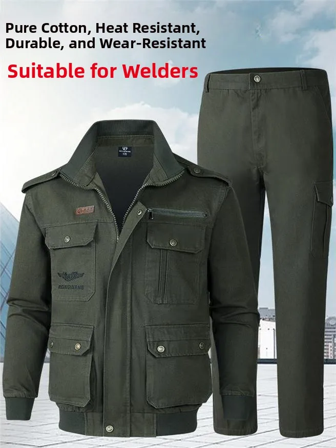 

Thiened Pure Cotton Work orm Set for Men Welding Protective Clothing Spring Autumn Camouflage Workwear Anti-Flammable