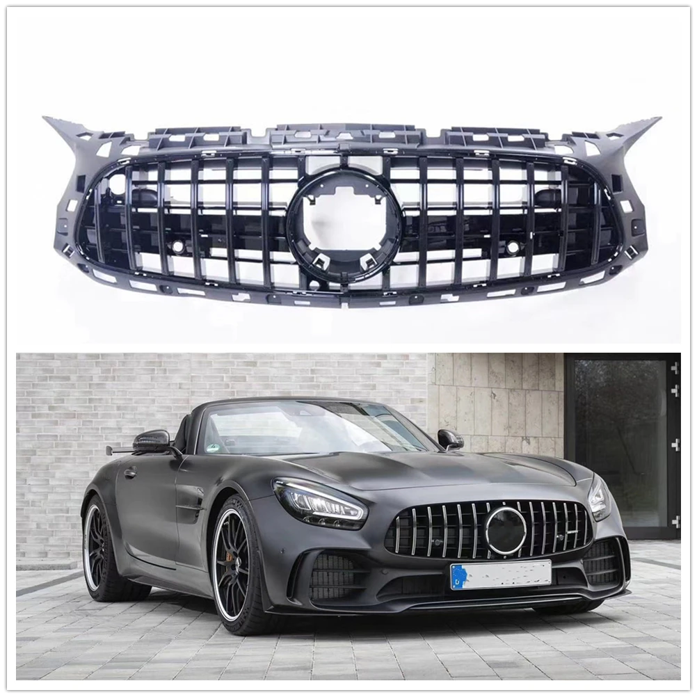 For Mercedes Benz AMG GT Coupe C190 R190 2018-2020 2 Door Coupe Front Grille Racing Grills Black Car Upper Bumper Hood Mesh Grid