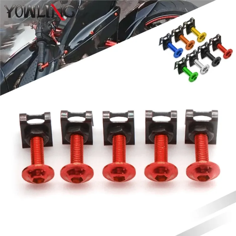 

5pcs Fairing Body Work Bolts M6 Spire Speed Fastener Clips Screws Spring Nuts for Aprilia Honda CBR 600RR 900RR CBR600F