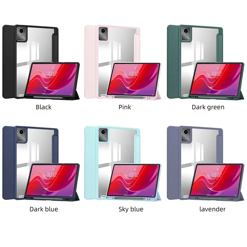 Tablet Case for Lenovo Xiaoxin Pad 2024 Tab M11 11 Inch Trifold Pencil Holder Acrylic Back Flip Stand Kickstand Shockproof Cover image 6