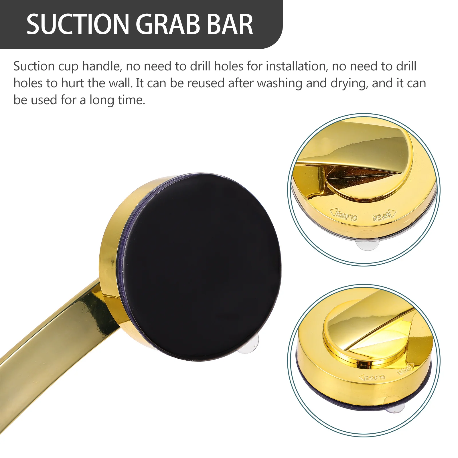 

1Pcs Suction Grab Bar Safety Handrail Thickened Ergonomic Bathroom Shower Handle Bath Grab Bar Balance Assist Non Skid Support