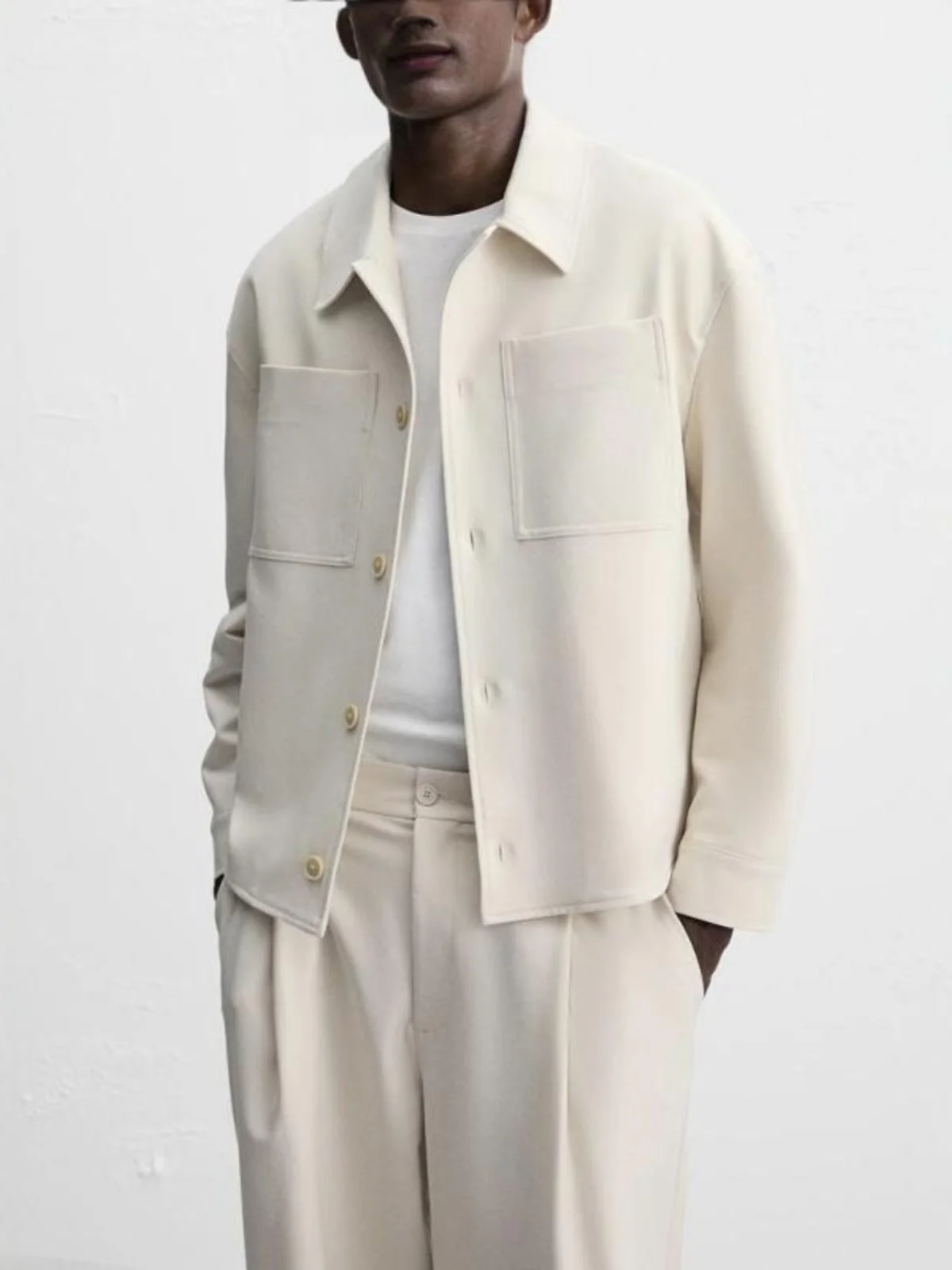 

Boxy Fit Long Sve irt Sle Спецодежда Тюретное пальто для мужчин Осенняя мода Повседневная свободная верхняя одежда с отложным воротником