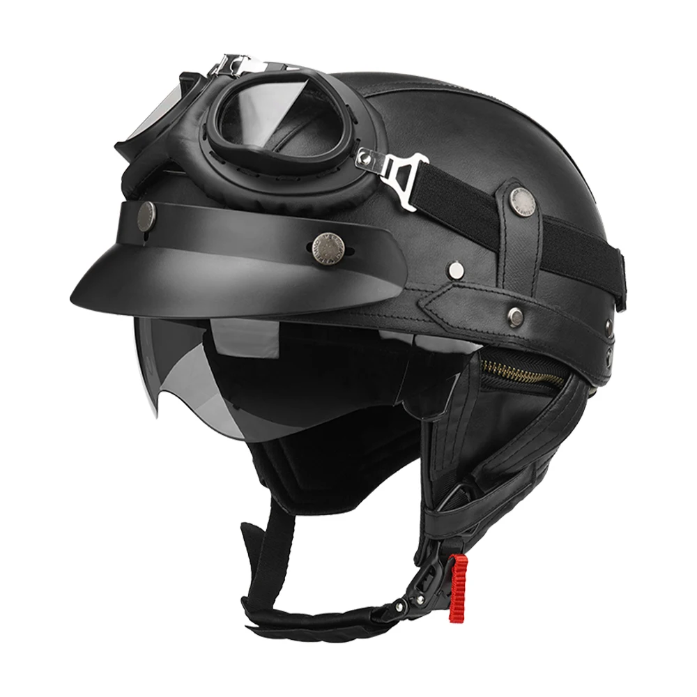 Retro Motorrad Helm DOT Zertifizierung Moto Helm Männer Frauen Halb Helm HD Objektiv Casco Vier Jahreszeiten Reiten Roller Capacetes