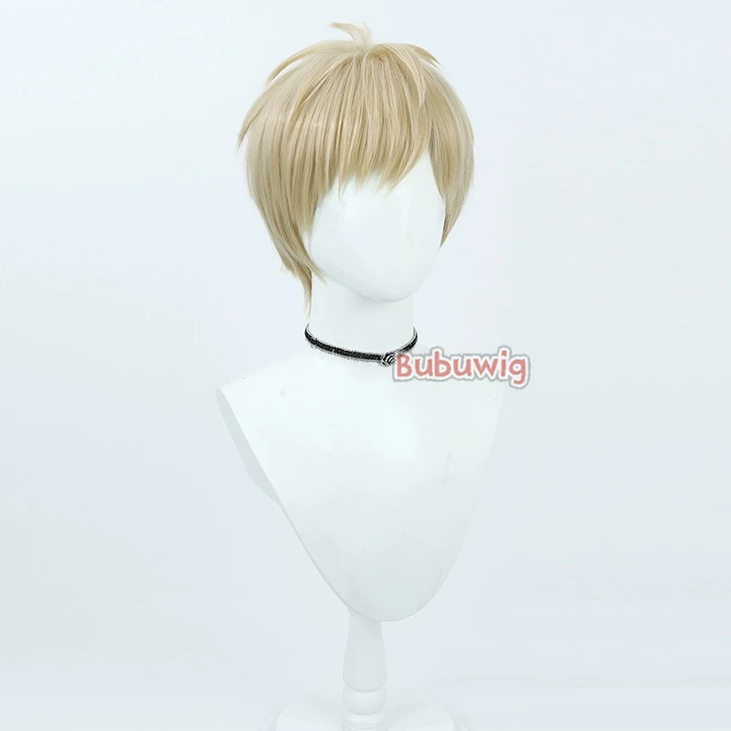 Bubuwig Synthetisch Haar Laios Touden Cosplay Pruiken Heerlijk in Dungeon Laios Touden 30 cm Korte Blonde Mannen Cos Pruik Hittebestendige