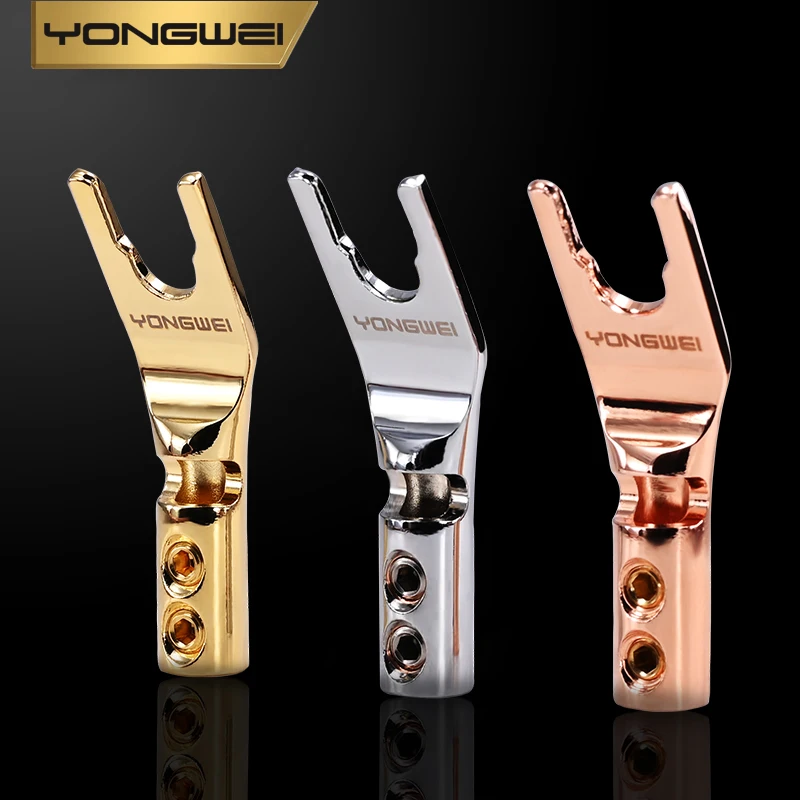 YONGWEI النحاس Y-التوصيل مطلي بالذهب مطلي بالذهب U-موصل المتكلم مكبر الصوت كابل الصوت لحام Y-التوصيل #6