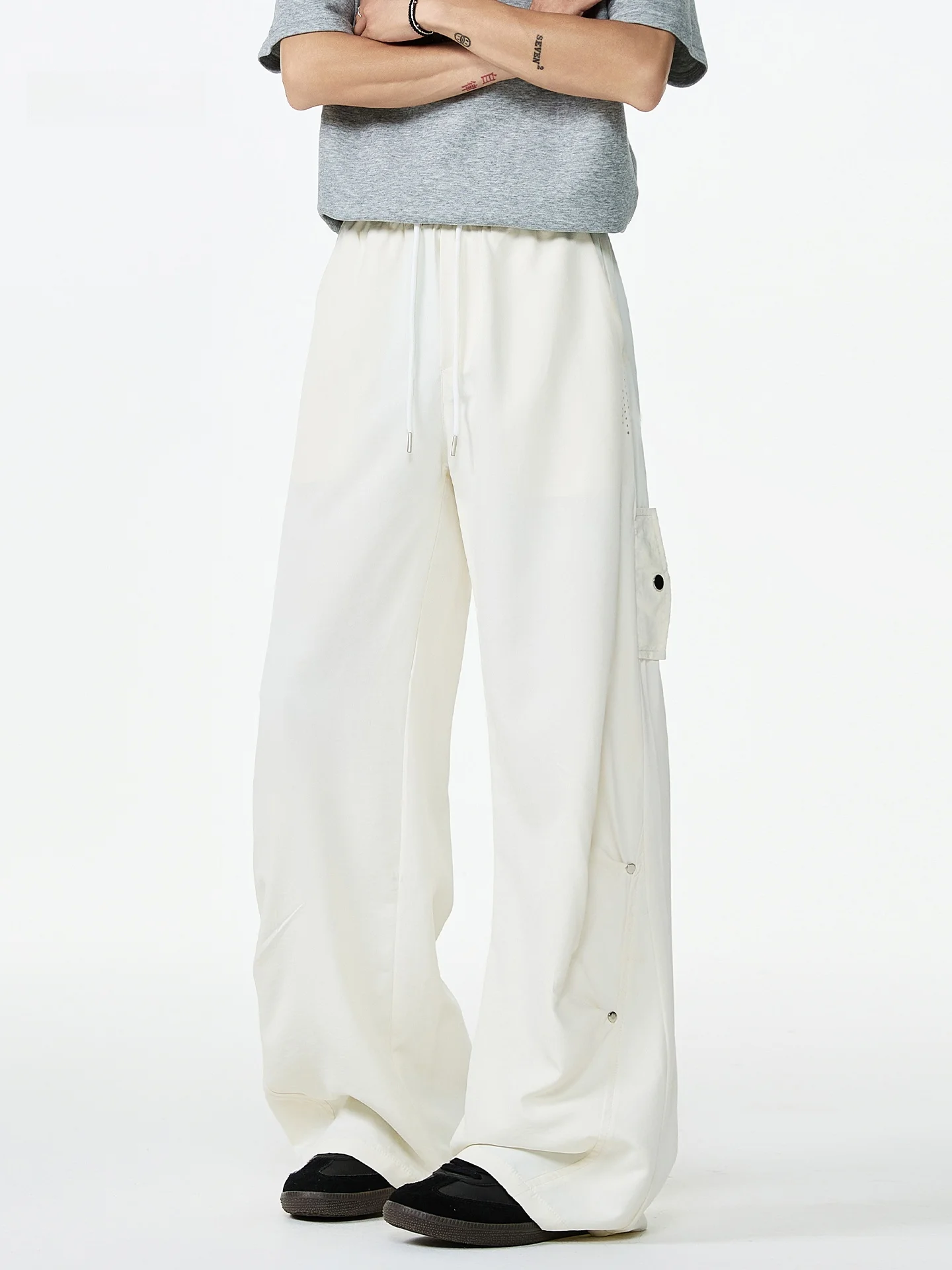 

Men's Casual Ice Silk Summer Thin Straight Leg Pants Breathable Qui Dry Lightweight Workwear Trousers Faionable Ci Sle