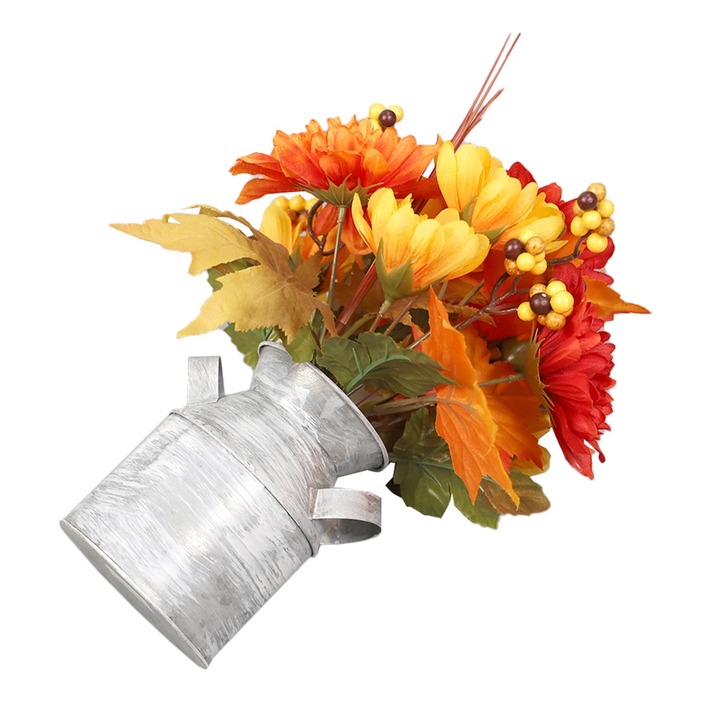 

Artificial Potted Sunflower Decoration Iron Bucket Ornament Lifelike Fake Bonsai For Living Room Office Desktop Faux Plant Decor
