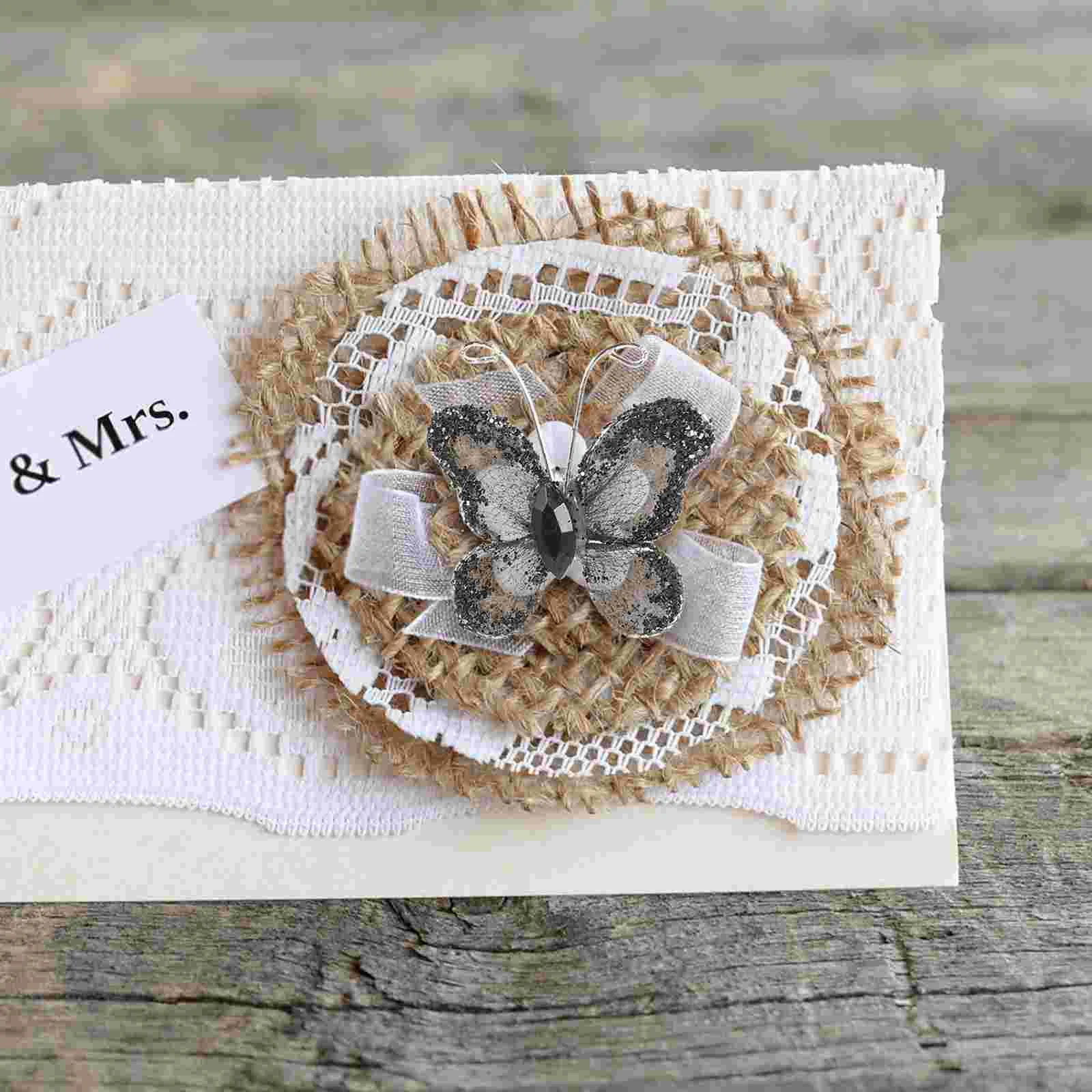 Papillons décoratifs filaires en maille noire, 50 pièces, 3x3cm, pour cadeaux de mariage, Scrapbooking, décorations artisanales de couture