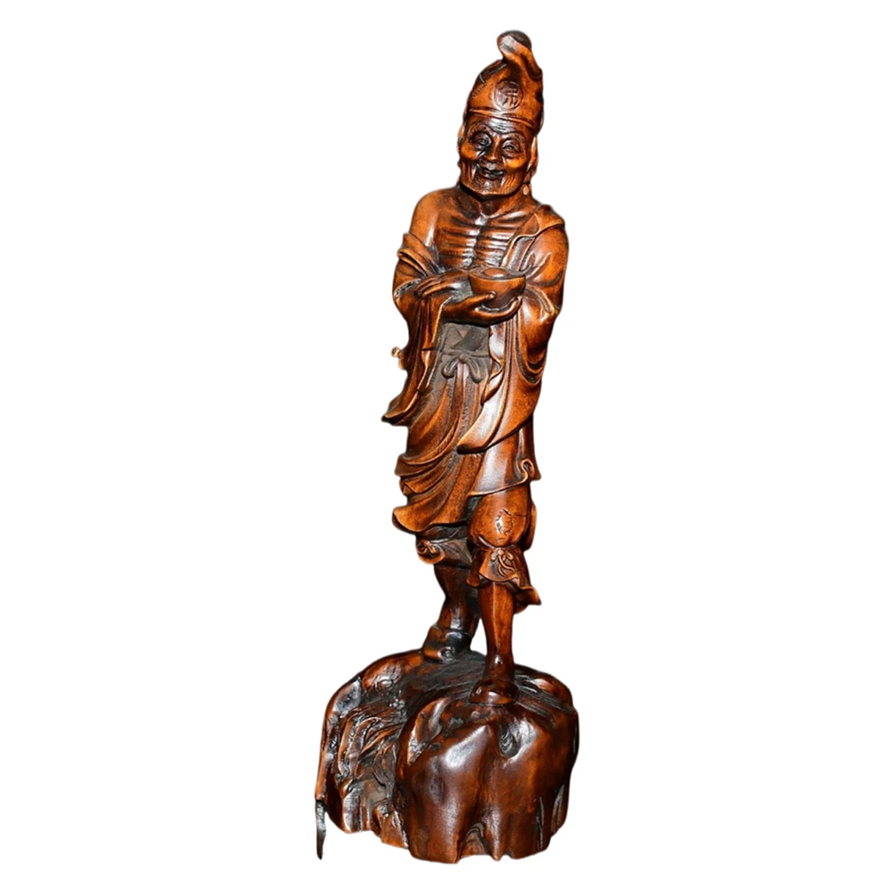 Sculpture animale en bois sculptée, Figurine de moine Ji Gong, décor, avantage de joyeux, génération de liberté, bénédiction de l'harmonie