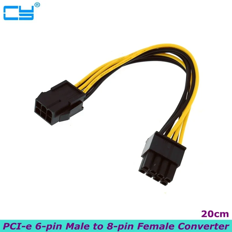 20cm PCIE 6Pin to 8pin Adapter, PCI-e 6-pin Male to 8-pin Female Converter for PCI Express 8pin powered GPU Video Card