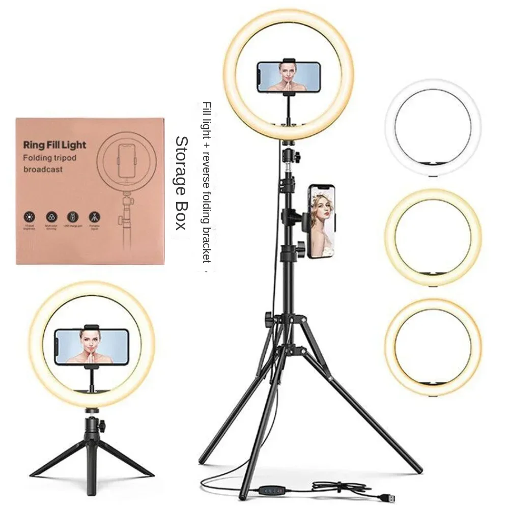 

LED Ring Light with Tripod Stand and Phone holder for Live Stream/Makeup/YouTube Video/TikTok, Compatible with All Phones