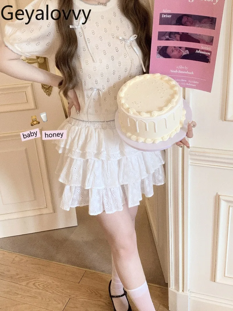 Gonna corta retrò torta di fascia alta originale giapponese Estate nuove ragazze dolci e carine Minigonne versatili a vita alta