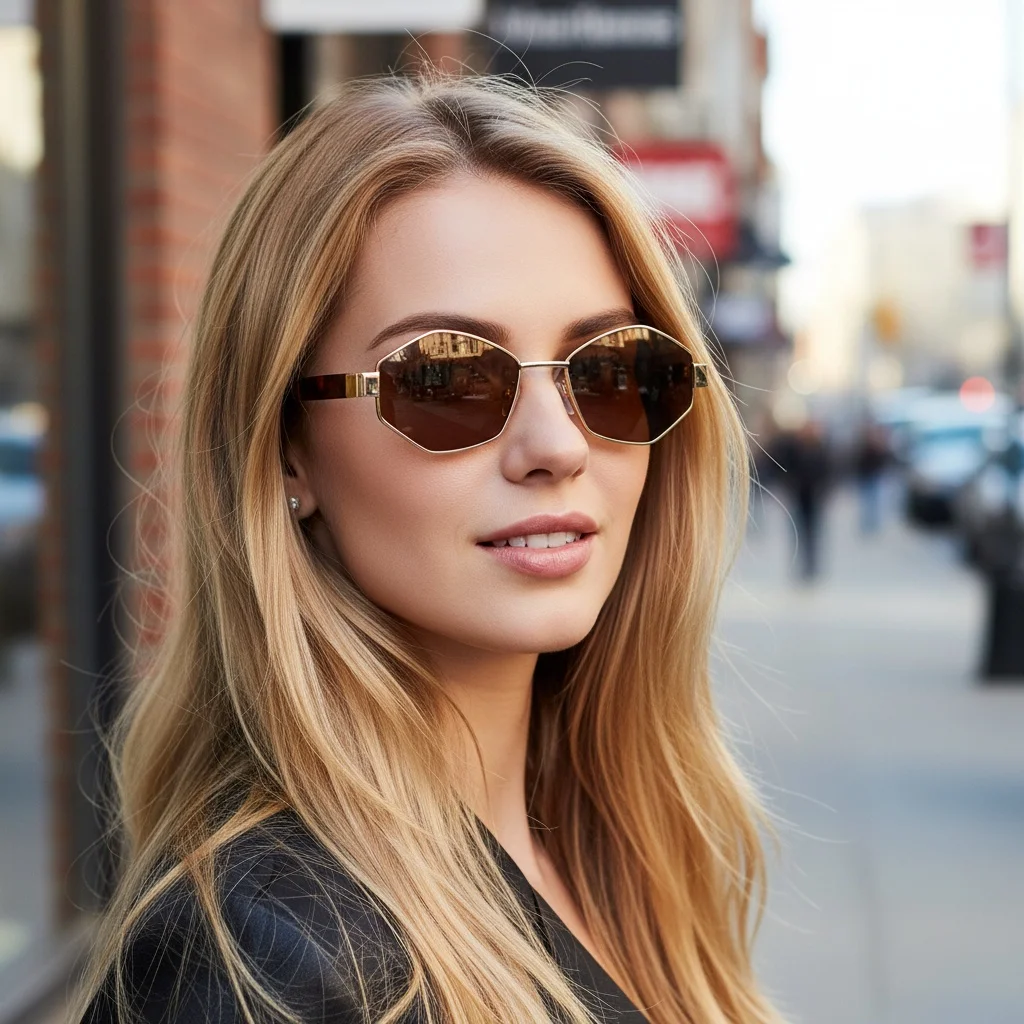 Sonnenbrille mit mehreren Formen, Metall, dünner Rahmen, Sonnenbrille für Pendler, UV-Schutzbrille, geeignet für Männer und Frauen, 2503