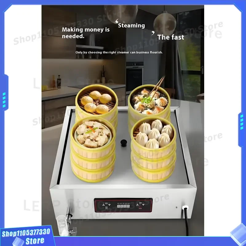 Commercial Desktop Steamer 4 Heating Tubes 2 Hole Kitchen Equipment Stainless Steel Electric Food Warmer for Restaurant Use
