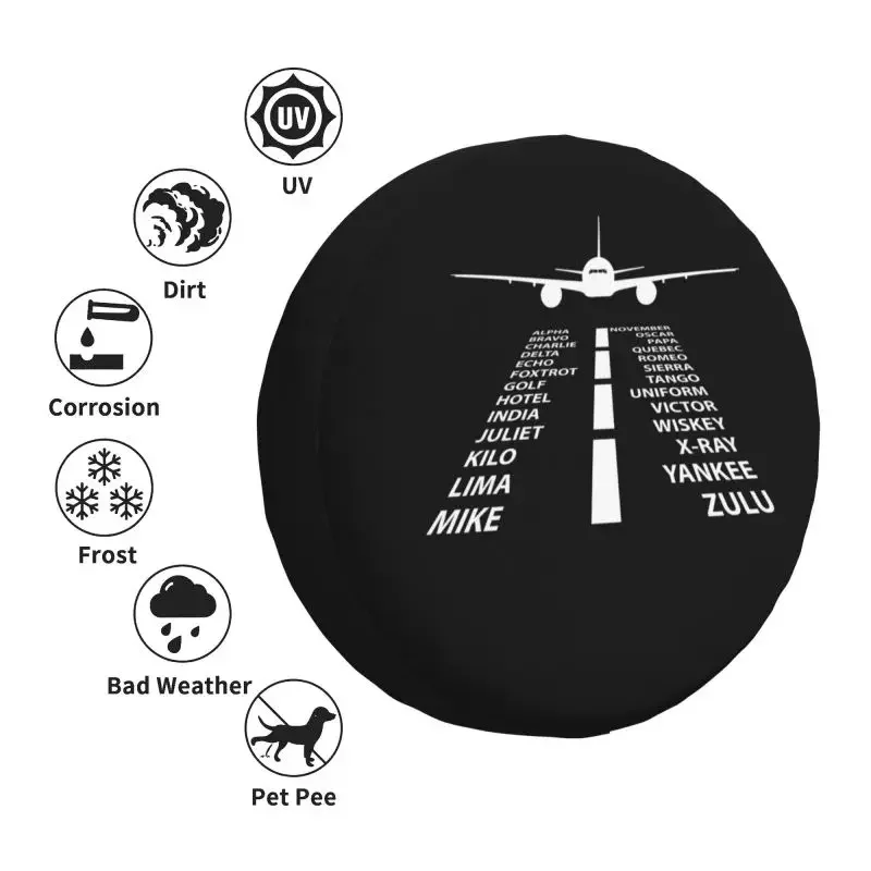 غطاء عجلة احتياطية للطيران لجيب باجيرو ، طائرة مقطورة طيار ، حامي الإطارات ، طائرة طيار أبجدية صوتية ، هدية الطيران ، 4x4