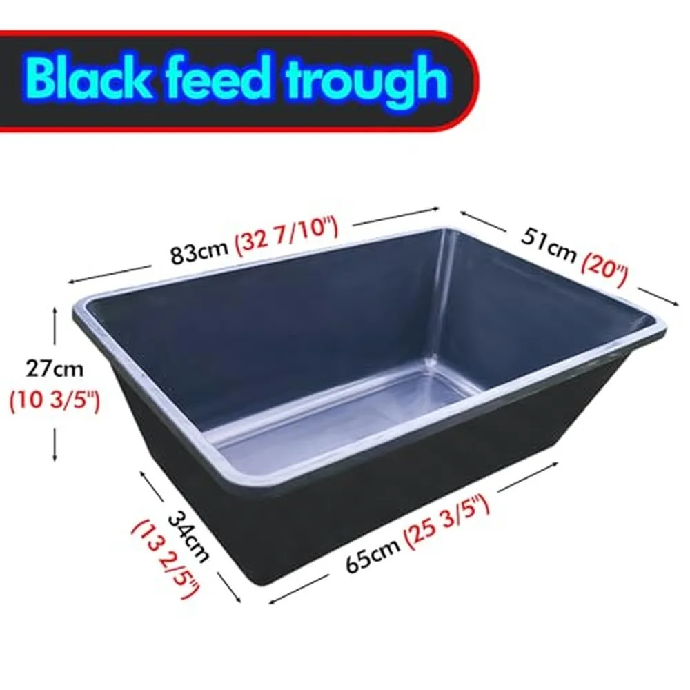 Heavy Duty Rectangular Plastic Livestock Trough Chew Resistant Waterer & Feeder for Horses Cows Sheep 53L Capacity Leak