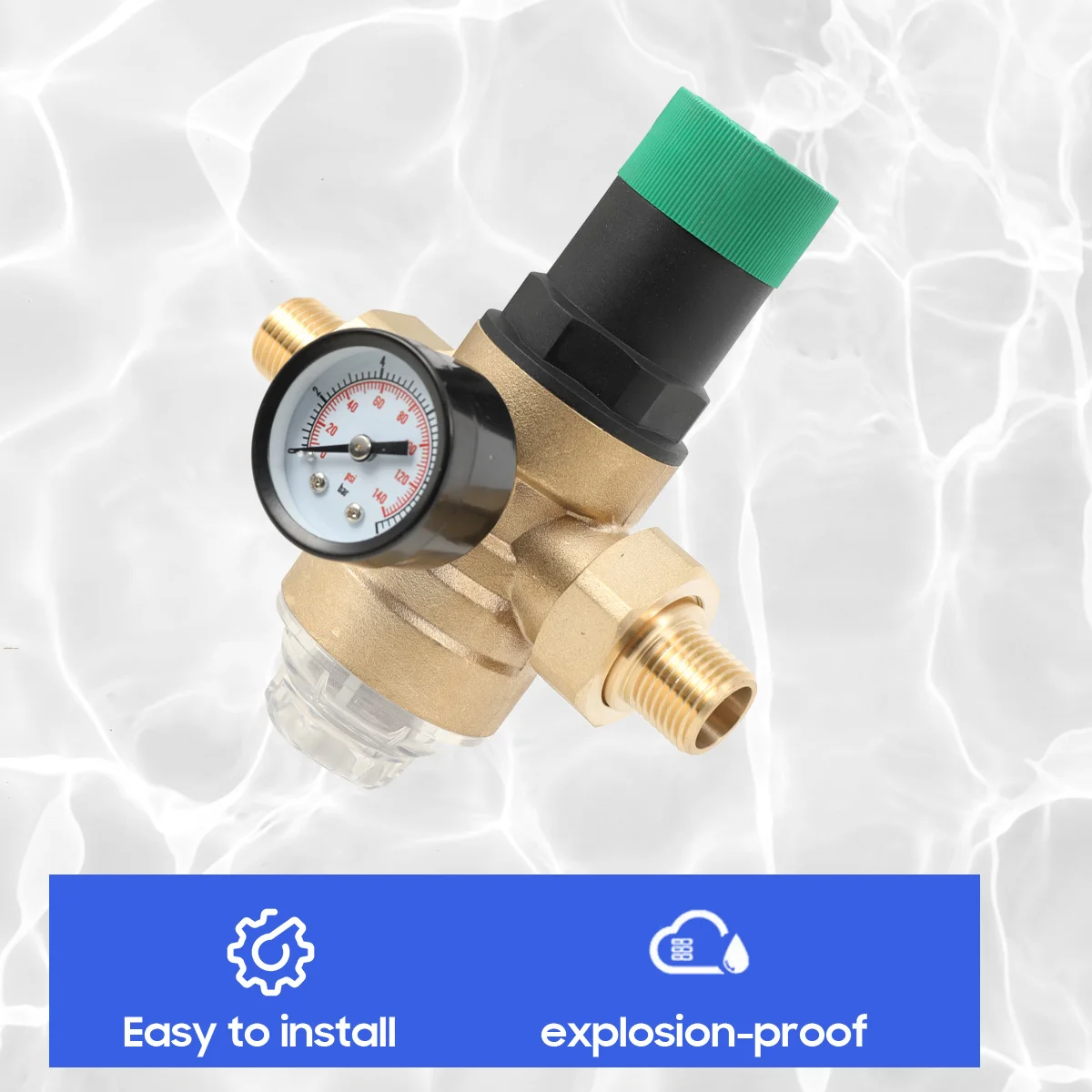 Wasserdruckminderer DN15/DN25 Wasserdruckregelventil Messing Druckminderventil mit Manometer Mesh Filter – Detail 2