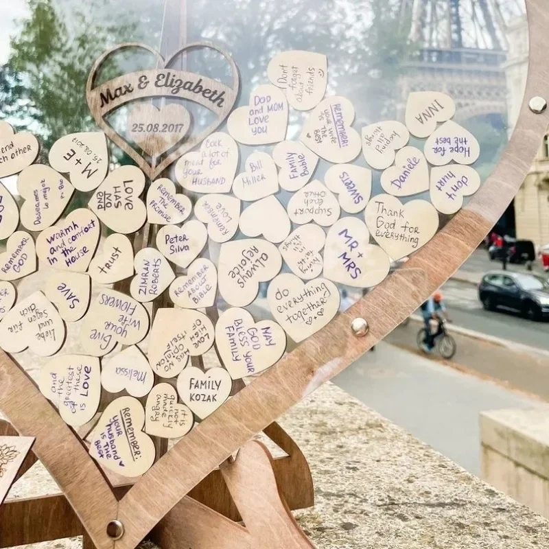 Wedding Signature Guest Books Drop Heart Guestbook Wood Heart Shap Guest Drop Box Welcome Card Sweet Wedding Decorations