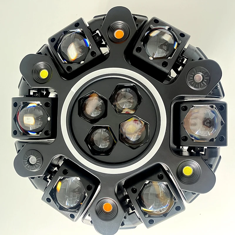 NEW 150W 6-Arm RGBW Beam Moving Head Light with Halo Effect Stage Light DMX512 Honeycomb Beam Strobe Effect for DJ Party