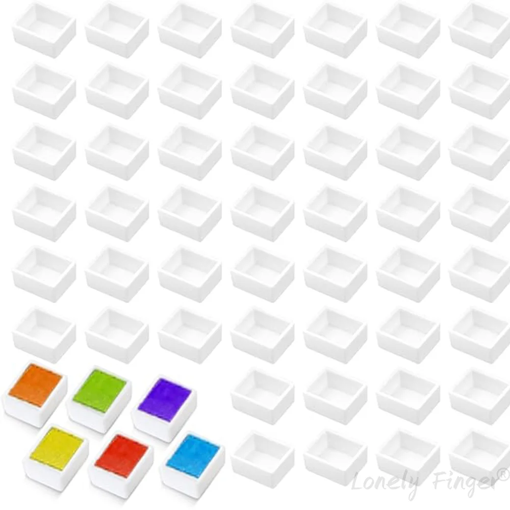 50/100/200Pcs 2ml White Plastic Empty Watercolor Half Pan Watercolor Palette Plastic Travel Tins Paint Case Empty Half Pans