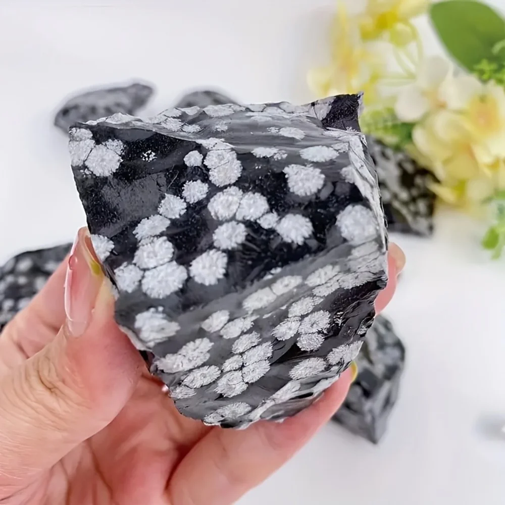 Pierre précieuse 100% naturelle de haute qualité, obsidienne, flocon de neige, cristal de guérison, beaux accessoires de bijoux en jade