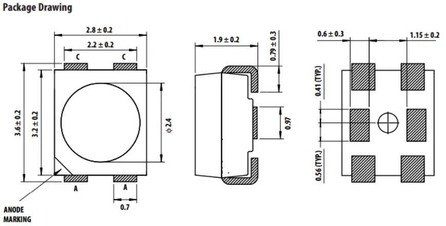 ASMT-QRBD-AEF0E 0.5w PLCC-4 Red 621nm 16.5lm 150mA