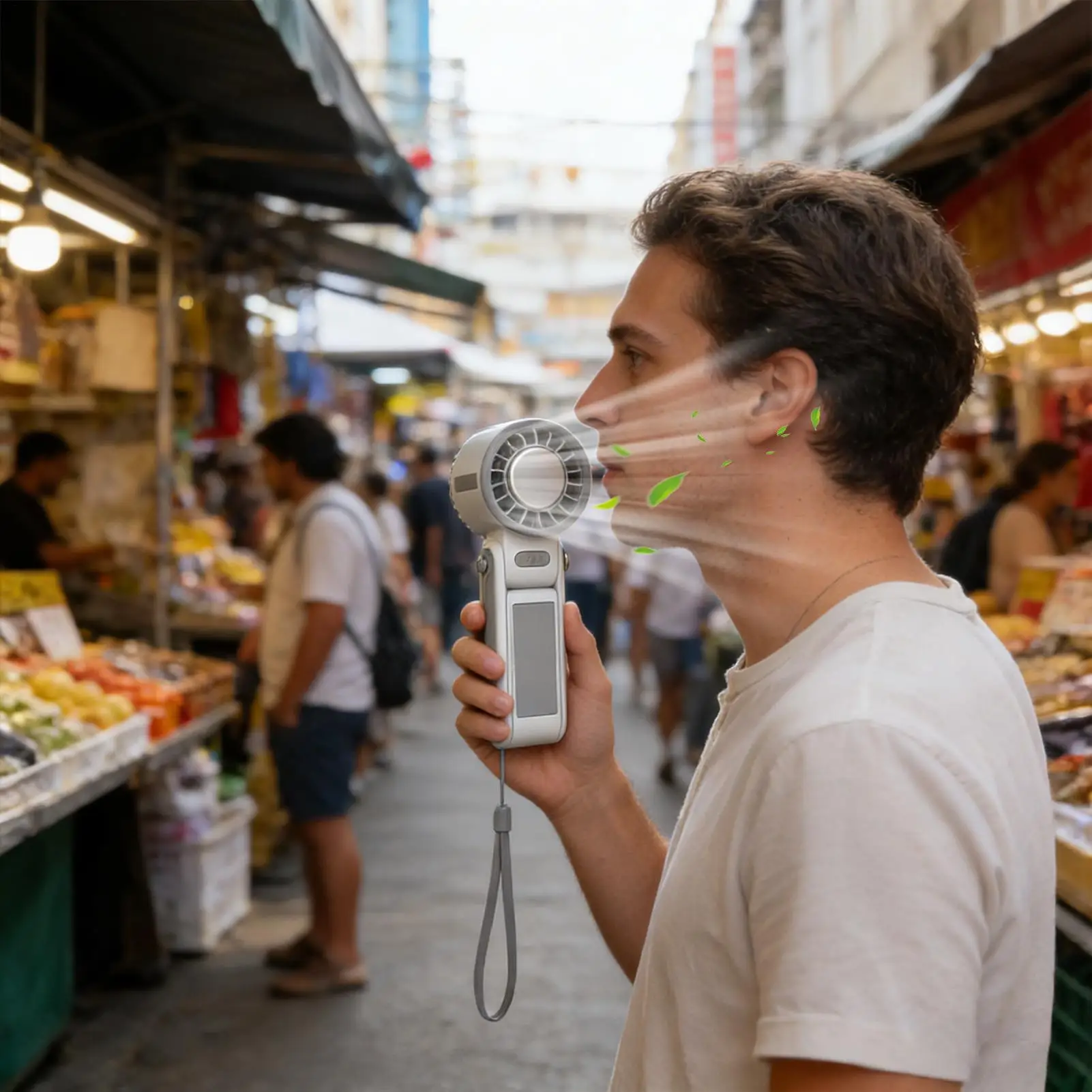 

Портативный вентилятор с аккумулятором, 5 скоростей, складной, перезаряжаемый, для шеи, настольный, для путешествий, летнего кемпинга, пляжа