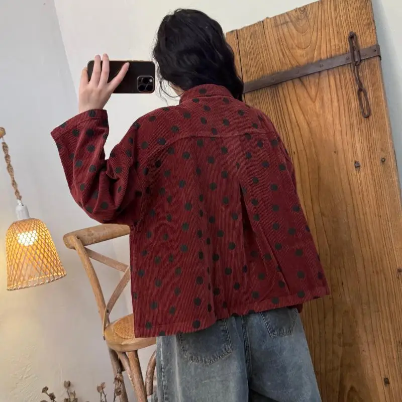 خريف جديد الفنون نمط المرأة طويلة الأكمام واحدة الصدر فضفاض سترات رجالي عالية الجودة القطن سروال قصير نقطة طباعة معاطف TH99 #3